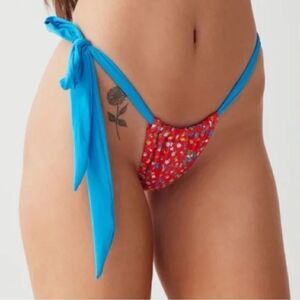 NWT Frankie’s Bikinis Kealy Tie Side Cheeky Bikini Bottom Seaside Farm- Size XL